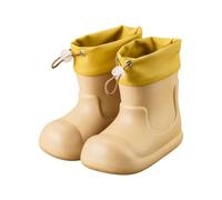 Rain Boots with Cute 3D Sunglasses Decor for Toddler Kids Adjustable Drawstring Cuff Reinforced Rounded Toe Lightweight Waterproof Rain Shoes Fashion Garden Non Slip Footwear (1-Khaki, 160)