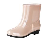 Rain Boots Women Wide Calf Casual Ankle Wellies Stylish Comfy Non Slip Lightweight Low Heeled Slip On Wellington Boots Outdoor Easy to Clean