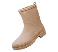 Rain Boots Women's Half Height Wellington Boots Waterproof Medium Height Boots Thick Base Rubber Rain Shoes Non-Slip Water Shoes Short Mud Shoes Barefoot Garden Boots for Fishing, khaki, 5 UK