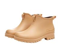 Rain Boots Women's Non-Slip Outdoor Short Boots Women's Garden Shoes Fashion Rain Boots Waterproof Wellington Boots Comfortable Non-Slip Riding Boots Short Shaft Slip On Boots Plain Ankle Boots, brown