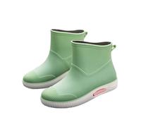 Rain Boots Women's Non-Slip Waterproof Shoes Outdoor Wear-Resistant Rubber Kitchen Work Short Tube(Green,36)
