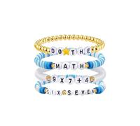 rain bunny 4 Pcs Six Seven Bracelets Funny Six Seven 67 Bracelet for Men Women Funny 67 Meme Bracelets, Inspired Party Birthday Halloween Christmas School Decor Outfit, One Size, Stone, no gemstone