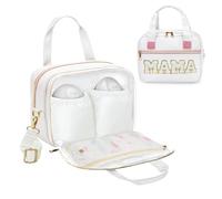 rain bunny Wearable Breast Pump Bag with Cooler and Ice Pack Compatible with Elvie Pumps and Medela Pump in Style, Pumps Cooler Bag with Shoulder Strap, Work, Travel and Family Use (White)