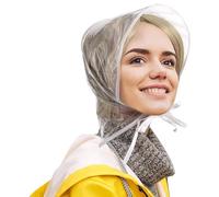 Rain Cap - 1*Pc Waterproof Rain Hat, Reusable PE Bonnet Scarf With Visor, Rains Bonnet Protect Hairstyle For Ladies | Women Accessories, For Travel Shopping Gardening Mom Girlfriend, white