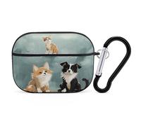 Rain Cat and Dog AirPods Pro 2 Case Cover, Shockproof Hard Shell Protective Case for Women Men, Compatible with Airpod Pro Case 2nd/1st Generation with Keychain-Black