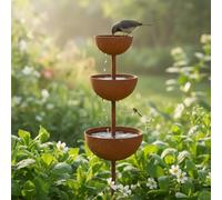 Rain Catcher - Plant Support Metal Garden Ornament,2026 3-Tiered Rain Catcher Garden Stake with Water Bowls,26.7 Inch Bird Bath & Bee Watering Station for OutdoorGarden Patio Yard Lawn Decor
