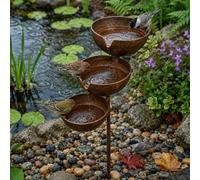 Rain Catchers For Garden,Metal Flower Gardening Stakes Bird Bath,3-Tier Cascading Bird Bath & Bee Watering Station,Rust-Resistant Metal GardensOrnaments For Outdoor Rainwater Collection BirdLandscape