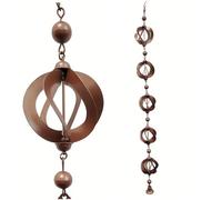 Rain Chain 42.52 Inch Metal Hanging Rain Chains for Gutters Rotating Catcher Chain with Bell Retro Wind Chimes for Window Garden Decorations