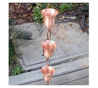 Rain Chain, Copper Rain Chains for Downspouts for Heavy Water Diversion Chain Bell for Gutters Japanese-Style Eaves Falling Guide for Temple Villa for Exterior Gutters(Copper 14 Nordic Modern)