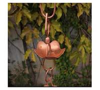 Rain Chain, Copper Rain Chains for Downspouts for Heavy Water Diversion Chain Bell for Gutters Japanese-Style Eaves Falling Guide for Temple Villa for Exterior Gutters(Copper 18 Lotus Petals)