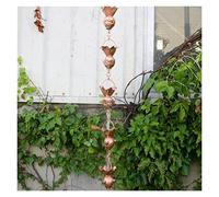 Rain Chain, Rain Chains for Gutters for Heavy, Chain Drainage Eaves Decoration Falling Water Temple Villa Gutter Trough Copper Bell Guide Diversion Ditch for Exterior Gutters(R 2.6M)