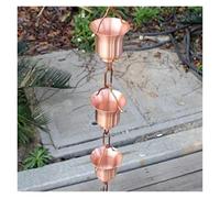 Rain Chain, Rain Chains for Gutters for Heavy, Chain Drainage Eaves Decoration Falling Water Temple Villa Gutter Trough Copper Bell Guide Diversion Ditch for Exterior Gutters(F 2.6M)