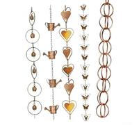 Rain Chains for Gutters, 1m Length Copper Lotus Rain Chain Decorative Rain Catcher Replacement Downspout for Gutters, Eaves Drainage(Kettle)
