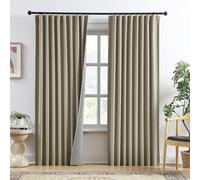 RAIN CITY Blackout Taupe Curtains 92 Inch Long for Bedroom Living Room Linen Textured Farmhouse Room Darkening/Thermal/Noise Reduction Window Treatment Drapes with Hooks 2 Panels, 2x50Wx92L in
