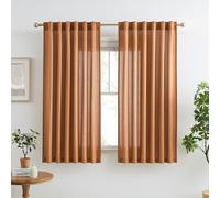 RAIN CITY Burnt Orange Curtains 45 Inches Long Pair Set Back Tab Rod Pocket Light Filtering Faux Linen Cafe Tier for Side Windows Kitchen Door Boho Decor 50x45