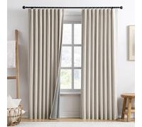 RAIN CITY Extra Wide Patio Door Curtains 2 Panels,Total 140 in Wide Boho Noise Reduction Window Burlap Track System Curtain Panels for Country Villa Back Tab Pleat Tape with Hooks,Linen Beige 70x84