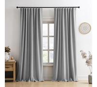 RAIN CITY Grey Blackout Curtains&Drapes 120 Inch Long, Back Tab Pinch Pleated Look Draperies with Hooks Thermal Curtains for High Living Room Sliding Door 50 Wide Set of 2