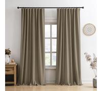 RAIN CITY Linen Brown Blackout Curtains 144 Inch Long 12ft Pleated Look Hidden Tab Drapes with Hooks 2 Story Linen Blend Sound Reducing Wall Tall Curtains for High Ceiling Long Window W50xL144