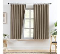 RAIN CITY Linen Brown Blackout Curtains 2 Panels Set,Back Tab Pleated Curtains Hidden Tab with Hooks,Energy Efficinet Linen Polyester Blend Drapes for Bedroom Modern Classic W50xL63 Linen Brown
