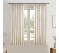 RAIN CITY Natural Pinch Pleated Curtains 63 Inches Long 2 Panels Set, Textured Natural Linen Blend Slub Yarn Sheer Window Drape for Small Windows Bedroom 42 by 63 Inch