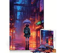 Rain City Pixel bit Art 1000 Piece Jigsaw Puzzle for Teenagers Mental Logic Toy Quiet Calm Firm Cut Santa Wish Item (38x52cm)