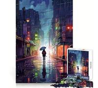 Rain City Pixel bit Art 1000 Piece Jigsaw Puzzles for Adults Jigsaw Mind Play Home Pastime Clean Edge Lovely Present (38x26cm)