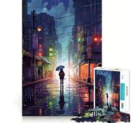 Rain City Pixel bit Art 1000 Piece Jigsaw Puzzles for Teenagers Jigsaw Clear Logic Toy Peaceful Time Perfect Cut Santa Wish List (38x52cm)