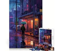 Rain City Pixel bit Art 1000 Pieces Jigsaw Puzzles for Teenagers Memory Upgrade Casual Relax Sharp Cut Art Display (38x52cm)