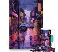 Rain City Pixel bit Art Jigsaw Puzzle for Adults 1000 Pieces Memory Boost Group Play Pattern Assembly Xmas Surprise (38x26cm)