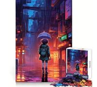 Rain City Pixel bit Art Jigsaw Puzzle for Adults 1000 Pieces Memory Boost Group Play Pattern Assembly Xmas Surprise (50x75cm)