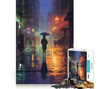 Rain City Pixel bit Art Jigsaw Puzzle for Adults 1000 Pieces Mind Puzzle Calm Pastime Image Assembly Lovely Present (50x75cm)