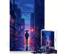 Rain City Pixel bit Art Jigsaw Puzzles 1000 Pieces for Teenagers Raise Memory Easy Leisure Clean Edge Xmas Surprise (38x52cm)