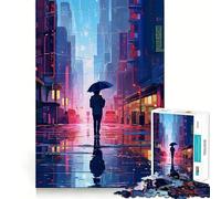 Rain City Pixel bit Art Jigsaw Puzzles 1000 Pieces for Teenagers Raise Memory Easy Leisure Clean Edge Xmas Surprise (38x26cm)