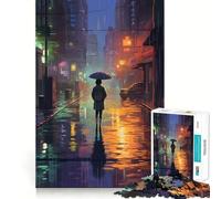 Rain City Pixel bit Art Jigsaw Puzzles for Adults1000 Piece Brain Teaser Home Leisure Image Assembly Birthday Gift (38x52cm)