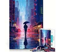 Rain City Pixel bit Art Jigsaw Puzzles for Adults1000 Pieces Memory Boost Together Fun Image Assembly Art Collectible (50x75cm)