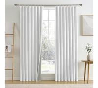RAIN CITY Snow White Blackout Curtains 94 Inch Long Room Darkening Back Tab Linen Drapery Hook Curtains Patio Door 2 Panels 50 Wide 94 Length