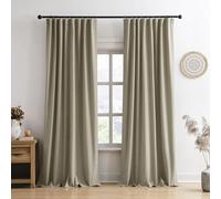 RAIN CITY Taupe Blackout Linen Blend Curtains 2 Panels,70 Wide Back Tab Pinch Pleated Look Window Drapes with Hooks,Track System Curtain Panels for Sliding Door Modern Farmhouse 70x96 Inch 70x8ft
