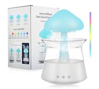 Rain Cloud Humidifier Rain Drop Mushroom Humidifier with 7 Colors LED Changing Lamp Snuggling Cloud Essential Oil Diffuser Rain Sounds White Noise Humidifier Air Humidifiers for Bedroom Desk