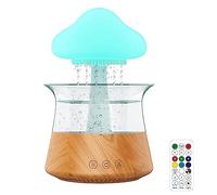 Rain Cloud Humidifier, Snuggling Cloud Rain Humidifier with 7 Color Changing Lights, Cute Raining Night Light Rain Cloud Diffuser Desk Fountain Water Drop Sound for Home Office (Brown+Remote Control)
