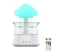 Rain Cloud Humidifier, Snuggling Cloud Rain Humidifier with 7 Color Changing Lights, Cute Raining Night Light Rain Cloud Diffuser Desk Fountain Water Drop Sound for Home Office (White+Remote Control)