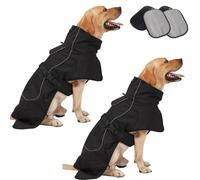 Rain Coat For Dogs, Waterproof Cold Weather Coat With Soft Fleece Lining,Djustable Dog RainCoat Reflective Raincoats For Indoor & Outdoor, Camping (2Pcs Black, XL)