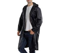 Rain Coat Mens with Hood Long Thickened Waterproof Jacket Anti Storm Hooded Rainwear Plain Colour Button Down Raincoat Rainstorm Proof Outdoor Jackets Hiking Walking Coats