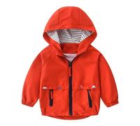 Rain Coats For Kids Boys Girls Waterproof Jacket, Lightweight Outwear Rain Coat Windproof Hooded Windbreaker Outdoor Rainwear Softshell Jacket Red 7 Years