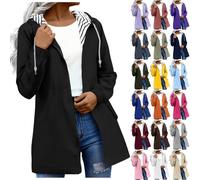 Rain Coats for Women Lightweight Waterproof Jackets with Pockets & Hood Functional Softshell Windbreaker Jacket Outdoor Windproof Coat Ladies Rain Jacket for Walking, Running and Hiking