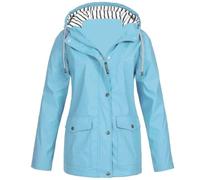 Rain Coats for Women uk Solid Jacket Long Sleeve Casual Work Office Hiking Walking Windbreaker Softshell Coat Breathable Outdoor Functional Camping Climbing