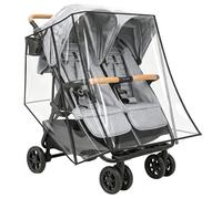 Rain Cover Compatible with Zoe Twin Double Stroller, Double Stroller Rain Cover Side by Side, Waterproof Windproof Shield, Breathable Clear Cover, Foldable Travel Stroller Accessories for Daily Walks