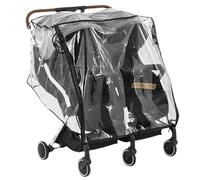 Rain Cover for Pushchair, Double Stroller Rain Cover Universal Pram Rainproof Transparent for Pushchair Side by Side Wind Shield Stroller with Zipper for Twin Baby