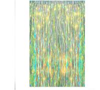 Rain Curtain, Colourful Golden Thread Gradient Party Decorations for Wedding Birthday Backdrop Foil Fringe for shimmer Photo Booth(1 * 1M Green)