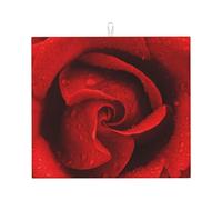 Rain Drop Red Rose, Dish Drying Mat, 18x16 Inch Absorbent Microfiber Quick Dry Machine Washable for Dishes Pots Pans Glassware Coffee Bar Under Rack