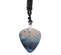 Rain Drops on Glass Guitar Pick Necklace Exquisite Titanium Steel Personalized Necklaces Cool Pendant Necklaces Fashion Guitar Pick Holder Necklace Unique Gifts for Adult